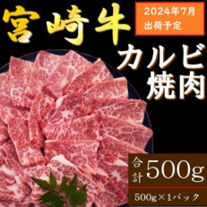 【2024年7月より順次発送】宮崎牛 A4～A5 カルビ 焼肉・バーベキュー用 500g(日南市)