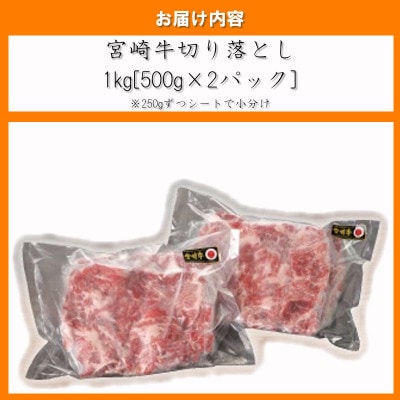 【2024年4月より順次発送】宮崎牛切り落としA4~A5 合計1kg(500g×2パック)(日南市)