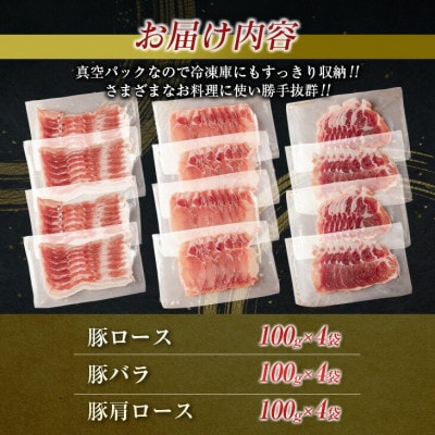 ≪数量限定≫豚しゃぶしゃぶ3種食べ比べセット(合計1.2kg)(日南市)