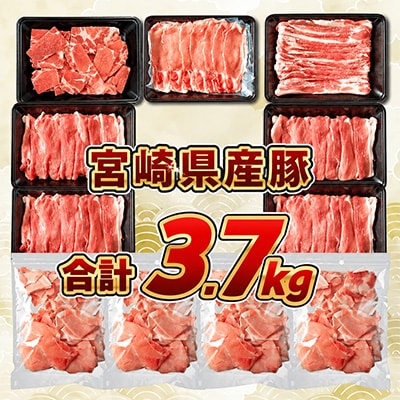 宮崎県産豚肉 5種 盛り合わせ セット 合計3.7kg(日南市)
