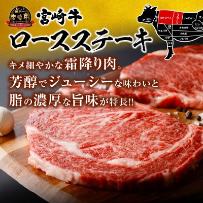 【生産者応援】 宮崎牛ロースステーキ 4枚　計1kg(日南)
