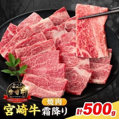 宮崎牛 霜降り 焼肉 計500g 肉質等級4等級以上(日南市)