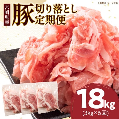 【毎月定期便】小分けで便利 豚切り落とし(計3kg) 総重量18kg お楽しみ定期便全6回
