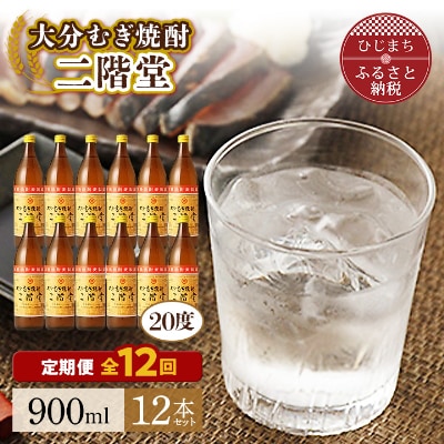 【毎月定期便】大分むぎ焼酎二階堂(20度(900ml)12本) 全12回