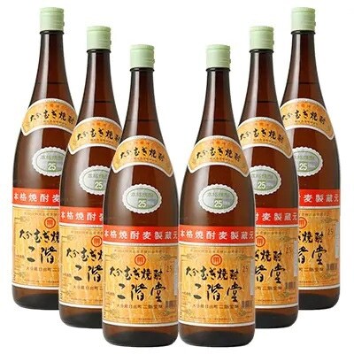 2023年11月発送開始『定期便』大分むぎ焼酎二階堂(25度/1.8L×6本)が毎月届く定期便全5回