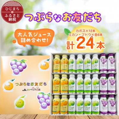 つぶらなお友だち3種セット(カボス×12本・ミカン×6本・ブドウ×6本)計24本