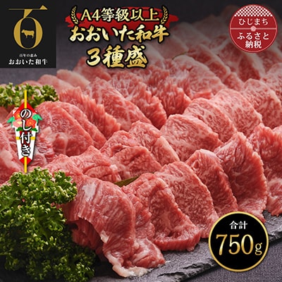 【のし付き】おおいた和牛3種盛(合計750g)