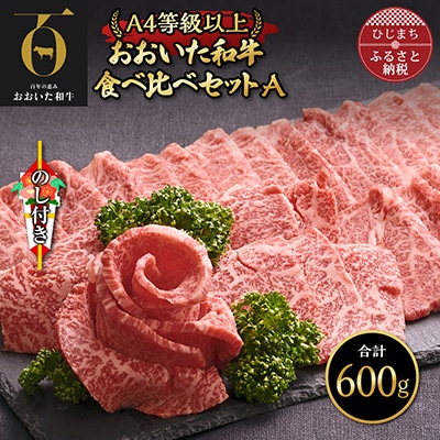 【のし付き】おおいた和牛食べ比べセットA(上カルビ&上ロース)(合計600g)