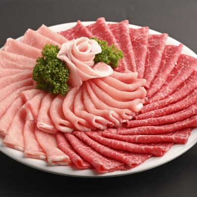 【のし付き】【お歳暮】おおいた和牛&奥豊後豚しゃぶしゃぶセット【合計600g】かぼすポン酢付き