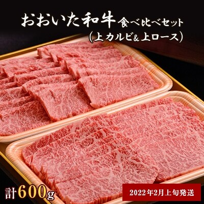 【2022年2月上旬発送】おおいた和牛食べ比べセット(上カルビ&上ロース)(合計600g)
