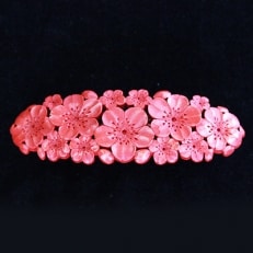 つげ細工 バレッタ(桜/拭き漆仕上げ) 約11cm&times;3.5cm