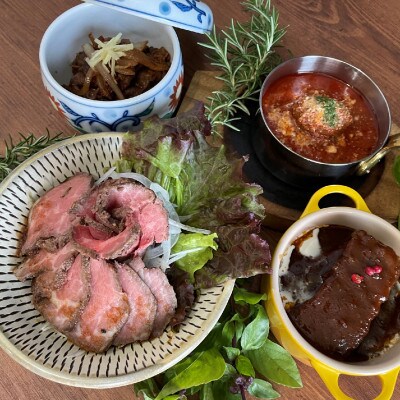 【さとふる限定】おおいた和牛使用【肉おせち】特選すき焼き・特選焼肉・オードブル【三段重】祝い箸付き