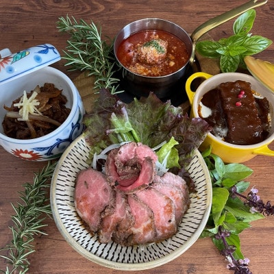 おおいた和牛使用【肉おせち】厳選焼肉とオードブルの二段重【合計1,420g】つけだれ、祝箸付き
