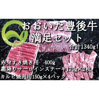 おおいた豊後牛 満足セット(カルビ焼肉・赤身すき焼き・サーロインステーキ)