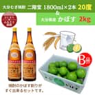 大分むぎ焼酎　二階堂20度(1.8L)2本と大分県産かぼす(B級品)2kgセット【複数個口で配送】