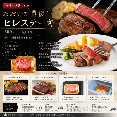 【A4～A5】おおいた豊後牛ヒレステーキ 150g(150g×1枚)