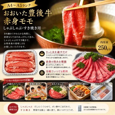 【A4～A5】おおいた豊後牛赤身モモしゃぶしゃぶすき焼き用 500g(250g×2p)