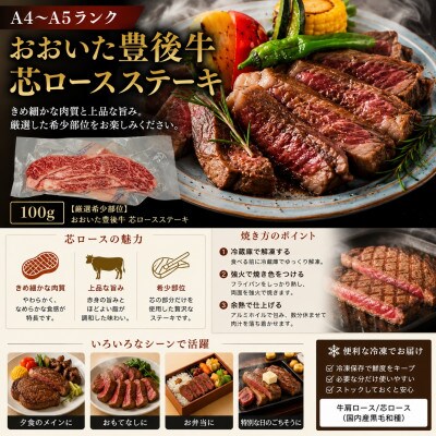 【A4～A5】【厳選希少部位】おおいた豊後牛芯ロースステーキ 100g(100g×1p)