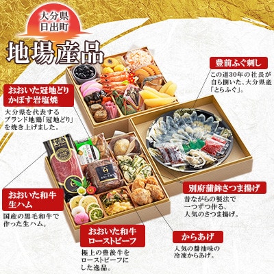 〈2025年新春〉日出町三段重特製おせち「日、出るまちからの贈り物」【数量限定】