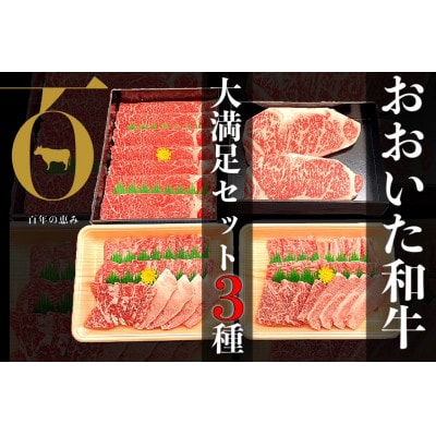 おおいた和牛3種セット 合計1.66kg(サーロインステーキ・すき焼き/しゃぶしゃぶ用・焼肉用)