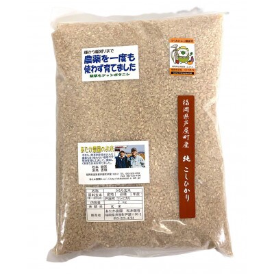 【令和8年産】玄米 農薬不使用(栽培期間中)  福岡県芦屋町産コシヒカリ 〈玄米〉2kg