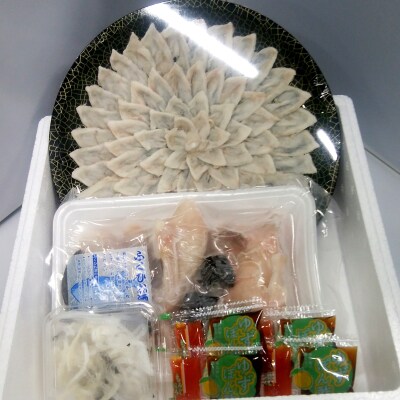 とらふぐ刺身ちり鍋フルコース3～4人前　芦屋老舗鮮魚店「魚力水産」謹製 菊盛り一尺大皿(芦屋町)