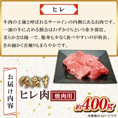 佐賀牛ヒレ肉 焼肉用 400g(吉野ヶ里町)