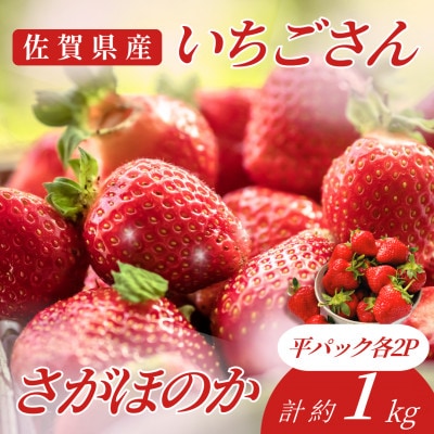 佐賀県自慢の2種!さがほのか&いちごさん 平パック4P 約1kg