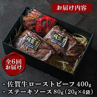 【毎月定期便】佐賀牛 ローストビーフ 400g【A5ランク使用】全6回