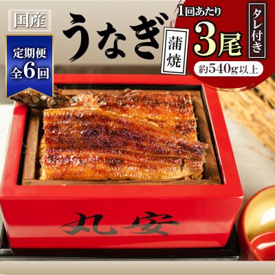 【毎月定期便】ふっくらジューシー!丸安のこだわり国産うなぎ蒲焼 3枚セット　全6回