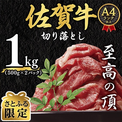 【さとふる限定】艶さし!【A4～A5】佐賀牛切り落とし　1kg(500g×2p)(吉野ヶ里町)