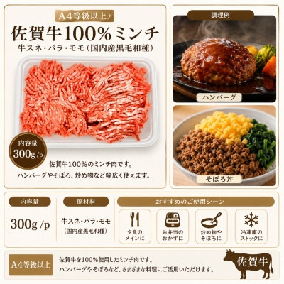 【A4～A5】佐賀牛100%ミンチ　約600g(300g×2p)