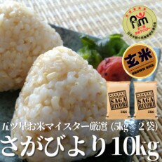 五つ星お米マイスター厳選!【玄米】さがびより10kg(5kg×2袋)(吉野ヶ里町)