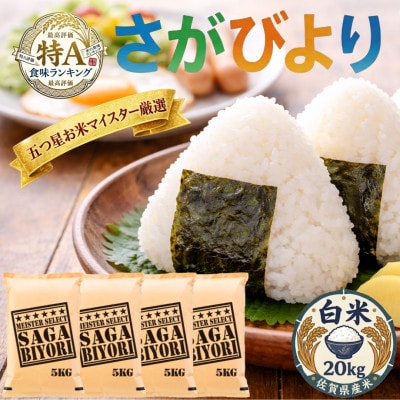 令和7年産さがびより白米20kg(5kg×4袋)五つ星お米マイスター厳選!(吉野ヶ里町)