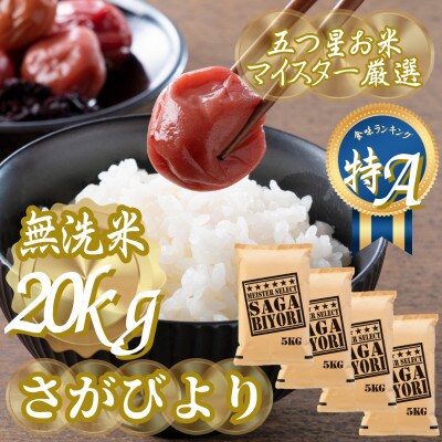 令和7年産【無洗米】さがびより20kg(5kg×4袋)五つ星お米マイスター厳選!(吉野ヶ里町)