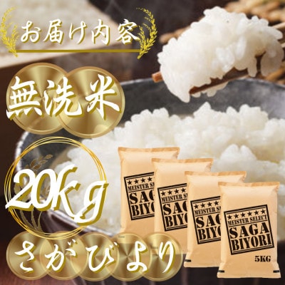 令和7年産【無洗米】さがびより20kg(5kg×4袋)五つ星お米マイスター厳選!(吉野ヶ里町)