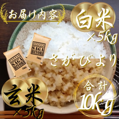 令和7年産　特A『さがびより』玄米5kg・白米5kg(計10kg)(吉野ヶ里町)