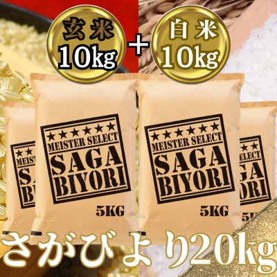 令和6年産　特A『さがびより』玄米10kg・白米10kg(計20kg)(吉野ヶ里町)