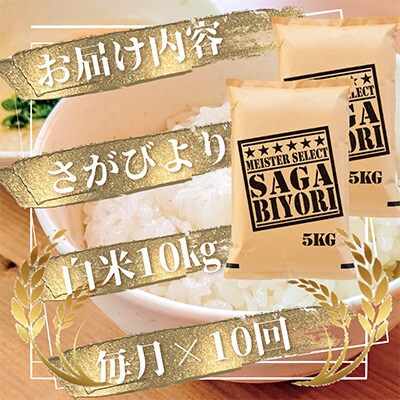 【毎月定期便】『さがびより白米10kg』5kg×2袋(お米マイスター厳選!)(吉野ヶ里町)全10回
