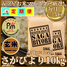 【毎月定期便】【玄米】さがびより10kg(5kg&times;2袋)お米マイスター厳選!(吉野ヶ里町)全5回