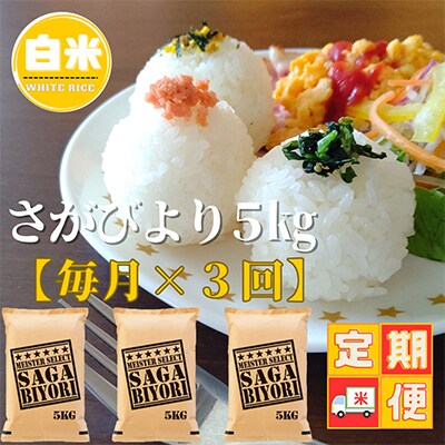 【毎月定期便】『さがびより白米5kg』五つ星お米マイスター厳選!(吉野ヶ里町)全3回