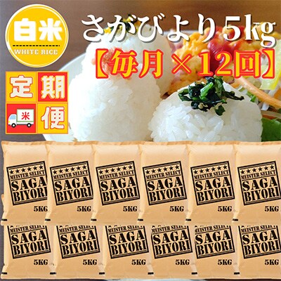 【毎月定期便】『さがびより白米5kg』五つ星お米マイスター厳選!(吉野ヶ里町)全12回