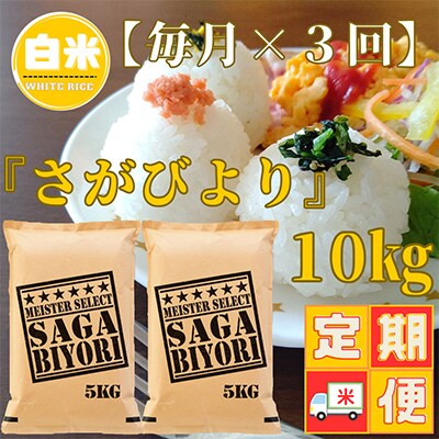【毎月定期便】『さがびより白米10kg』5kg×2袋(お米マイスター厳選!)(吉野ヶ里町)全3回