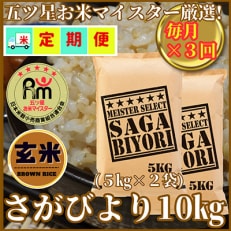 【毎月定期便】【玄米】さがびより10kg(5kg&times;2袋)お米マイスター厳選!(吉野ヶ里町)全3回