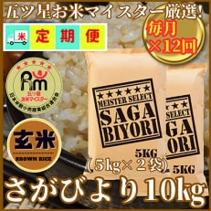 【毎月定期便】【玄米】さがびより10kg(5kg&times;2袋)お米マイスター厳選!(吉野ヶ里町)全12回