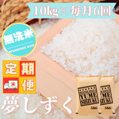 【毎月定期便】【無洗米】夢しずく 10kg(5kg×2袋)五つ星お米マイスター厳選!全6回