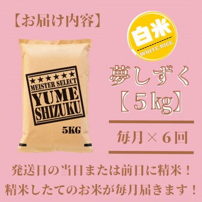 【毎月定期便】『夢しずく白米 5kg』五つ星お米マイスター厳選!(吉野ヶ里町)全6回