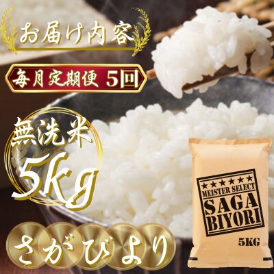【毎月定期便】【無洗米さがびより5kg】(吉野ヶ里町)全5回
