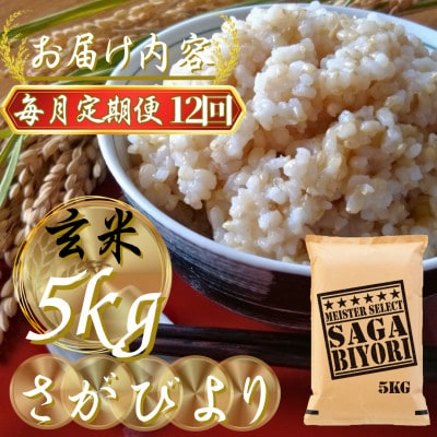 【毎月定期便】【玄米さがびより5kg】(吉野ヶ里町)全12回