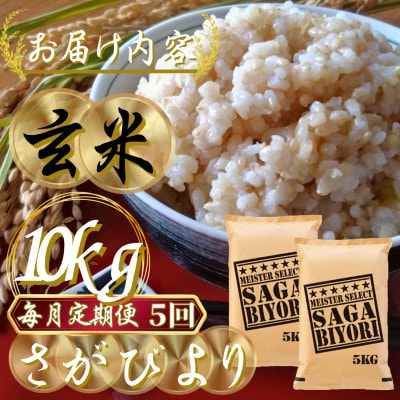 【毎月定期便】【玄米】さがびより10kg(5kg×2袋)(吉野ヶ里町)全5回